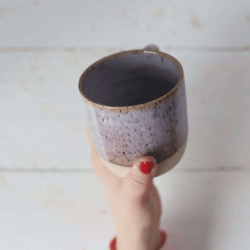 Halbglasierte Tasse mit Henkel aus Steinzeug – Bild 4